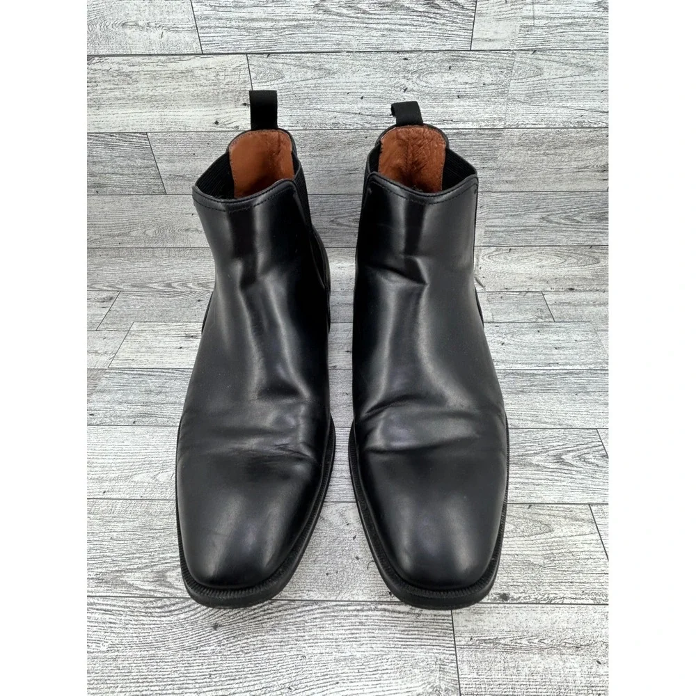 Florsheim Men Black Leather Chelsea Boots Square Toe Plaid Gore 11834-001 Sz 10M